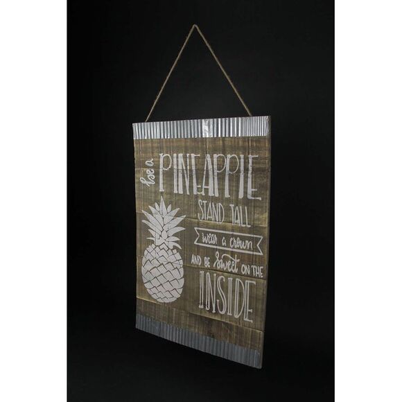 24 Inch Rustic Wood Pineapple Wall Hanging Inspirational Sign Decor Plaque Art - Picture 2 of 3